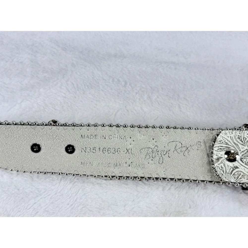 Blazin Roxx White Leather Concho Rhinestone Cowgirl Western Rodeo Belt XL